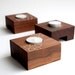 Modern Walnut Tealight Holders with Inlay details - Set of 3