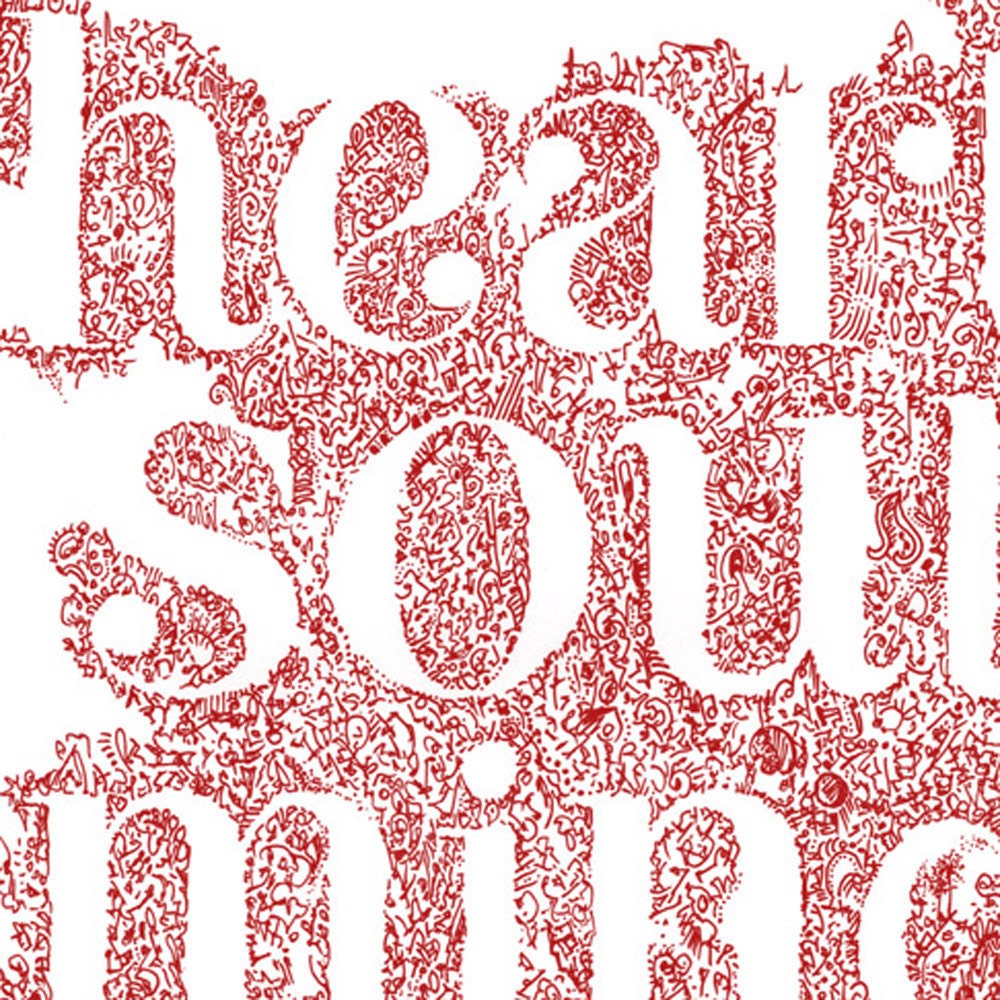 Christian Bible Verse Mark 12:30 - Cardinal Red Typography Doodle Drawing on white A5 / 5 x 7inch fine art print