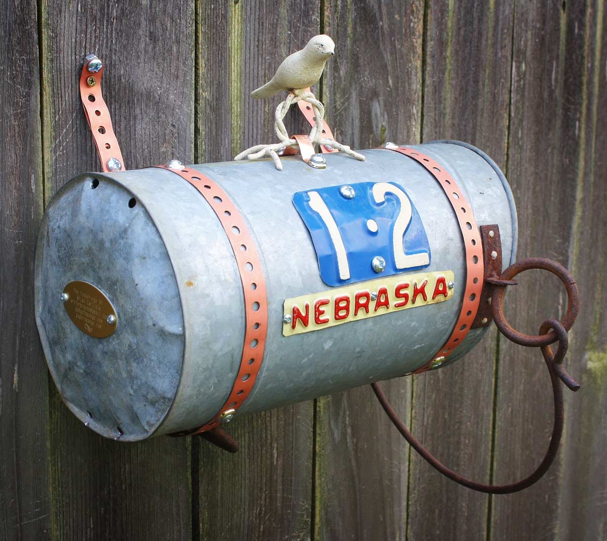 Birdhouse Bird house Repurposed Upcycled Galvanized Farm Water Pail Bucket with Recycled  Found Items OOAK