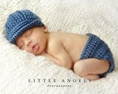 Baby Boy Blue Crochet Hat and Diaper Cover Pattern -- Photography Prop (511)