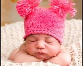 Shell Stitch Double Pom-Pom Crochet Hat Pattern (442)