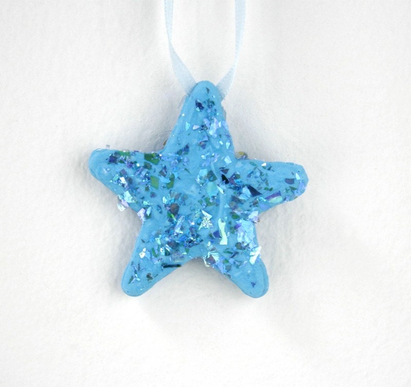Unique Hand Made Star Ornament Sugar Non Edible Sky Blue Twinkle Little Star Wishes Birthdays Tooth Fairy Gift Home Decor