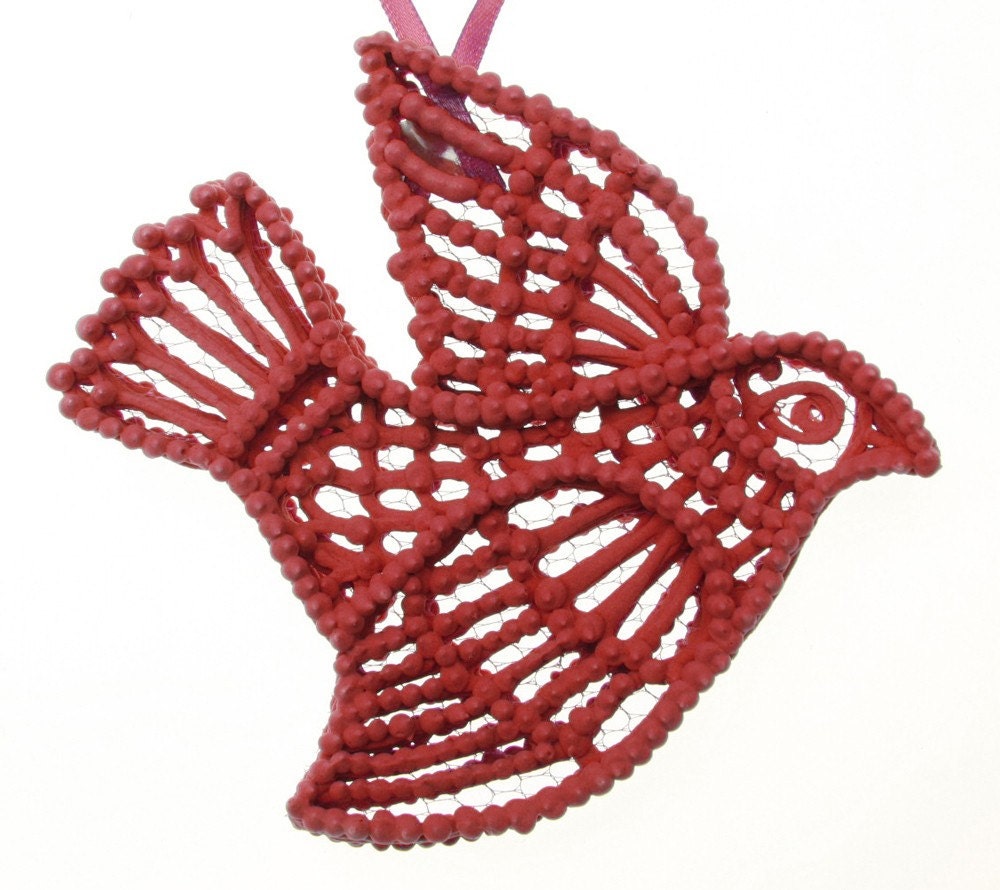 Red Bird Sugar Ornament Unique Hand Made Hand Piped Weddings Love Christmas Gifts Home Decor Summer