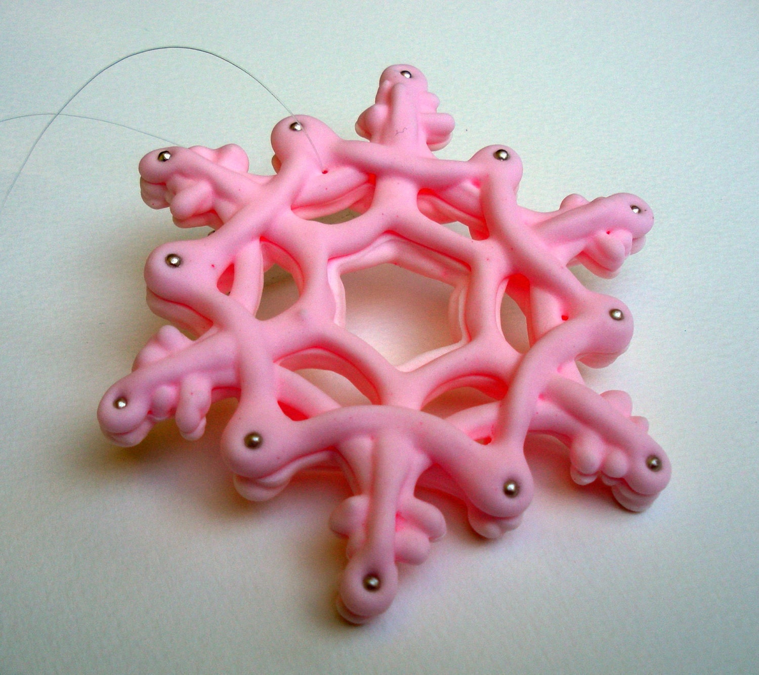 Ornament Snowflake Pink Pastel UNIQUE SUGAR CRAFT Hand Piped Christmas Winter Weddings Unique Gifts Winter Holiday Decor Baby Girl
