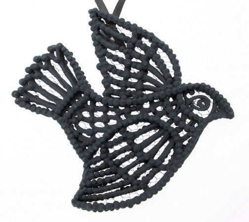 Blackbird Unique Sugar Ornament Hand Made Hand Piped Filigree Raven Weddings Elegant Christmas Unique Gifts Under 30