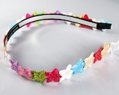 ON SALE - Rainbow Brite Sequin Star Applique Headband