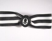 ON SALE - Tim Burton Inspired Circus Couture Black and White Striped Hair Bow