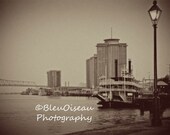 New Orleans riverfront in vintage, 10x16 lustre - BleuOiseau