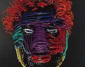 Modern Abstract Wire Face Mask Wall Sculpture