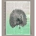PEACOCK-ORIGINAL ARTWORK printed on Repurposed Vintage Dictionary page 8x10 -Upcycled Book Print