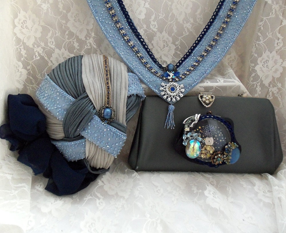 Blue Sash, Beaded Bridal Ribbon, Formal Gown Rhinestone Ribbon Belt, Haute Couture Accessory, Vintage Couture Evening Sash