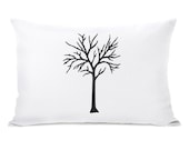 Black and white pillow case - Black tree print on white fabric throw pillow cover - 12x18 decorative pillow cover - ClassicByNature
