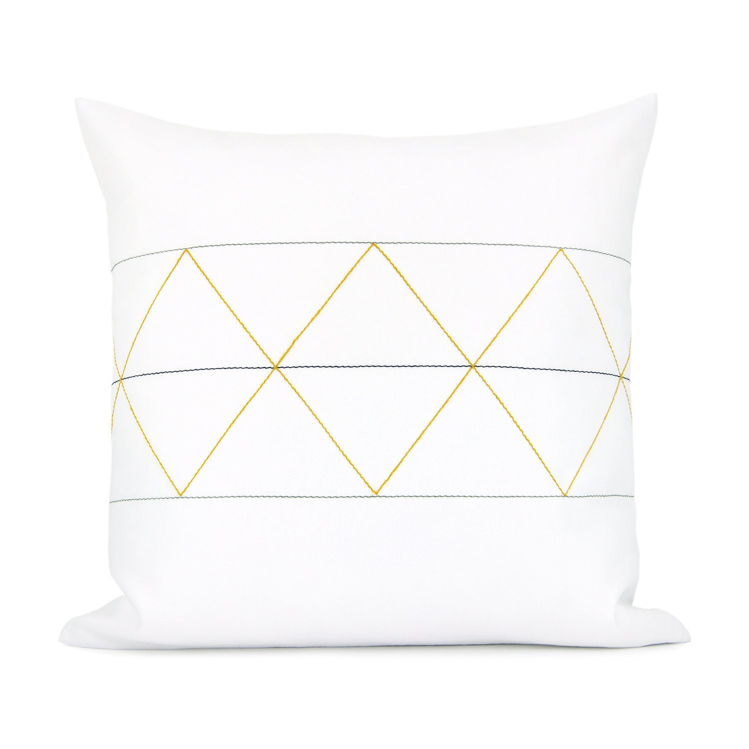 Geometric decorative pillow cover - Mustard yellow, navy blue, gray and white minimalist geometric pillow cover - 16x16 pillow case - ClassicByNature