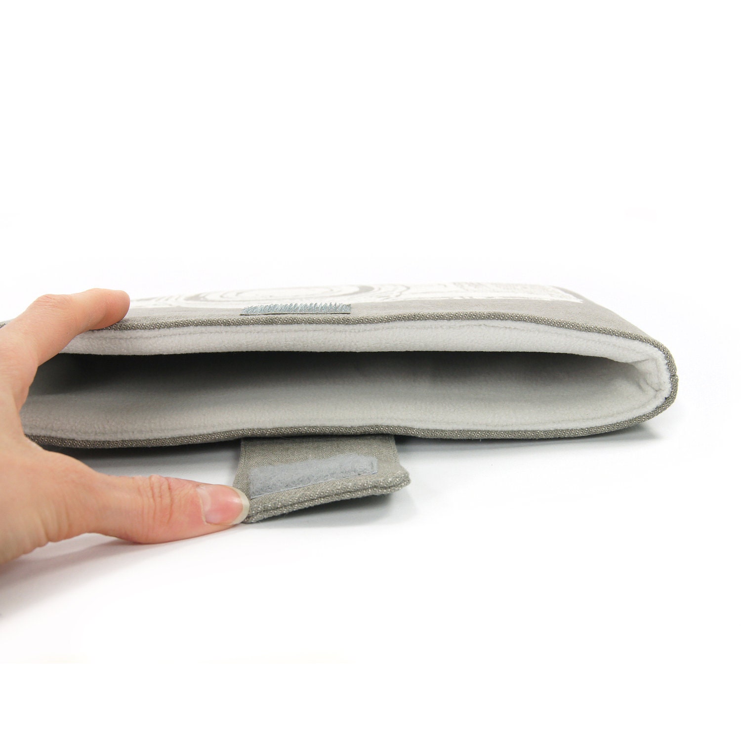 IPad case - White vintage camera print on grey denim for iPad 1 or iPad 2 & 3 with smart cover - Urban padded Ipad sleeve