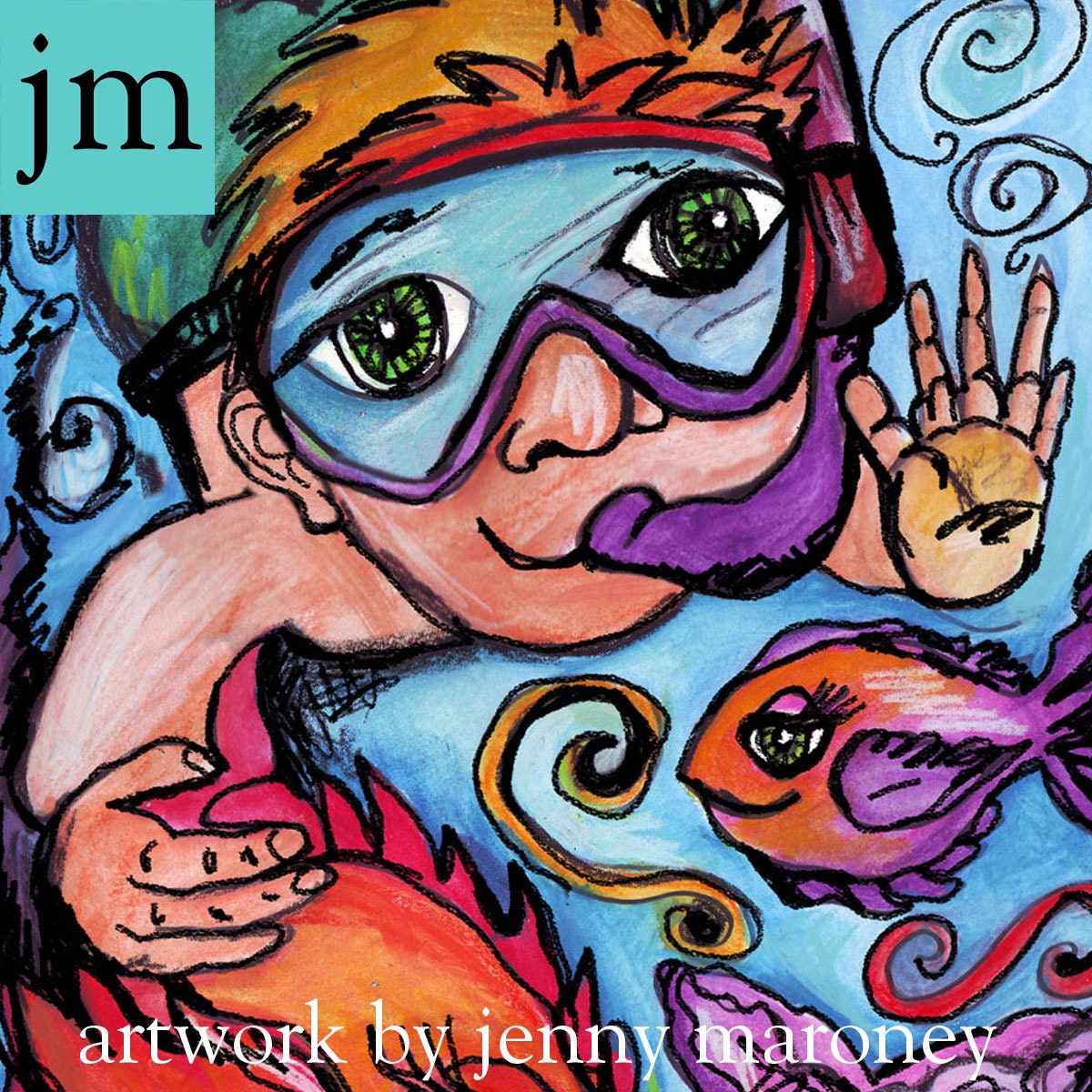 Boy and Fish Print 8x10