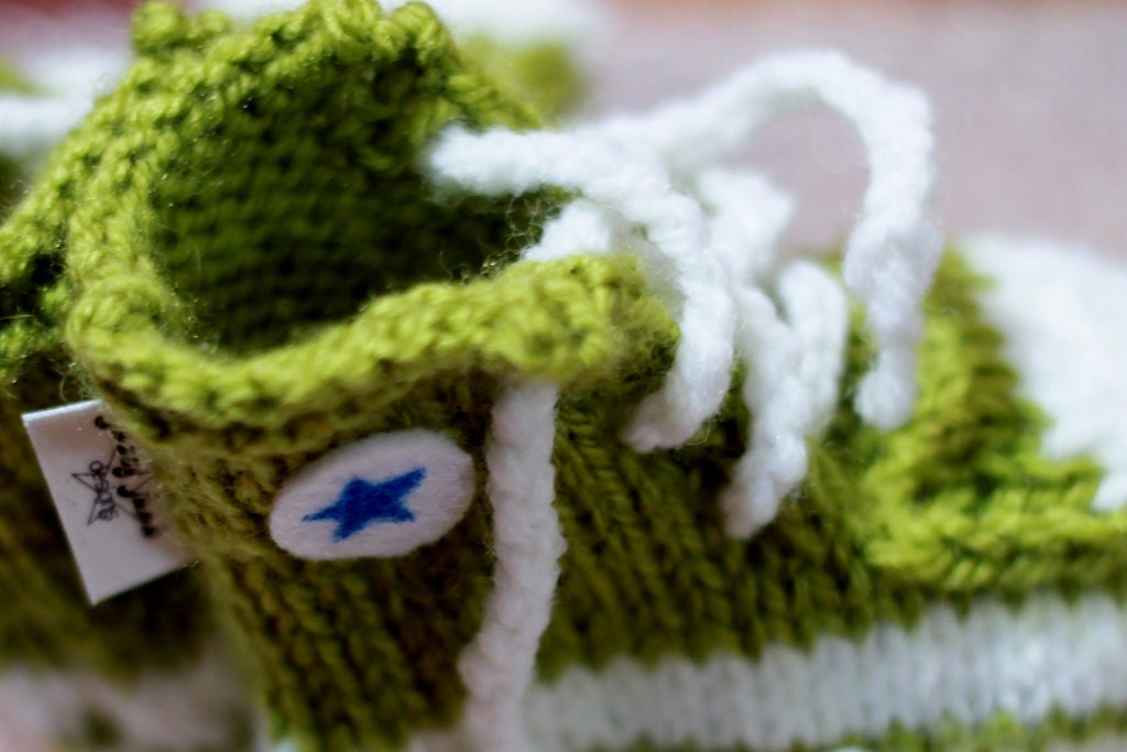 Punk Rock Baby Booties - Green Converse Inspired Slippers