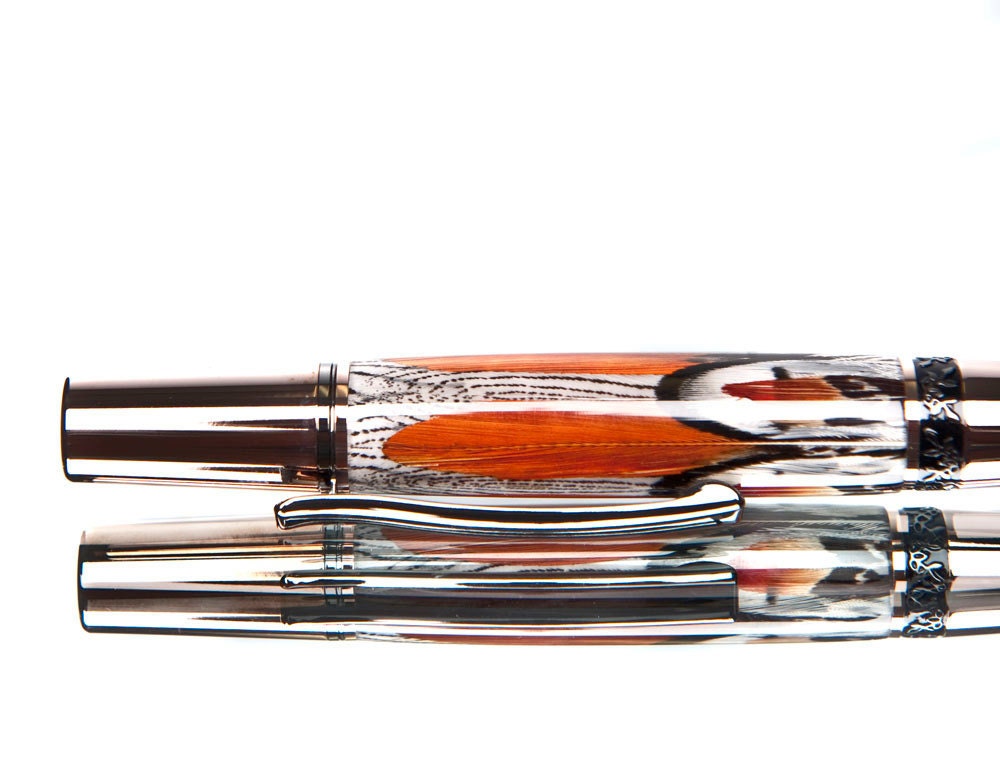 Beautiful feather ballpoint writing pen Finished by Mike Trobee to a high end ballpoint handcrafted pen