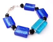 Blue Bracelet, Turquoise, Black, Glass, Summer Fashion Trends, Statement Bracelet