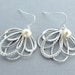 Feather Fan Earrings, Pearl Earrings Wedding Bride Bridesmaid Bridal