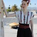 1980s Black White and Red Jumpsuit. Size US 6