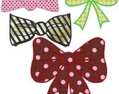 Bow and Tie machine embroidery applique design digitized file - for 4x4 and 5x7