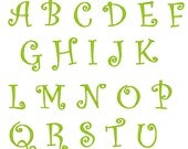 Curls Font monogram machine embroidery design - caps, letters and numbers in 1, 2 and 3 inches