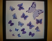 12X12 Framed wall hanging  3D fluttering purple butterflies-- nursery decor, home decor, wedding gift, birthday gift