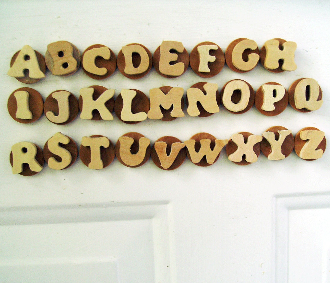 Wooden Alphabet Magnets - Set of 26 Letters