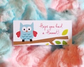 SALE - Teal & Pink Owl Baby Shower Favor Tags - Set of 20 - Printed and Ready to Ship