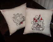 Fairy Tale Decorative Pillows 14x14 inch decorative pillows (set of 2)- Choose your fairytales-  adjustable in color