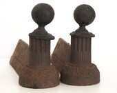 Pair 1800s French  Andirons shaped colonnade