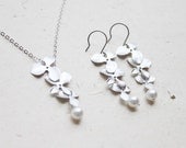 Tripple orchid flower Necklace and Earrings SET