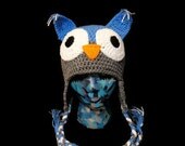 Hoot Owl Hat (Blue and Gray)
