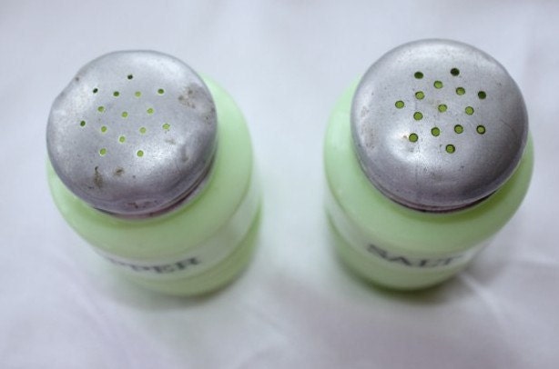 Jadeite Salt and Pepper Shakers, Jadeite Beehive Salt and Pepper Shakers