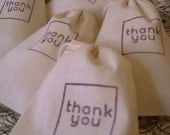 10 Purple Thank You Muslin Drawstring Bags