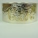 silver hammered  bangle or cuff bracelet with10 k gold initials