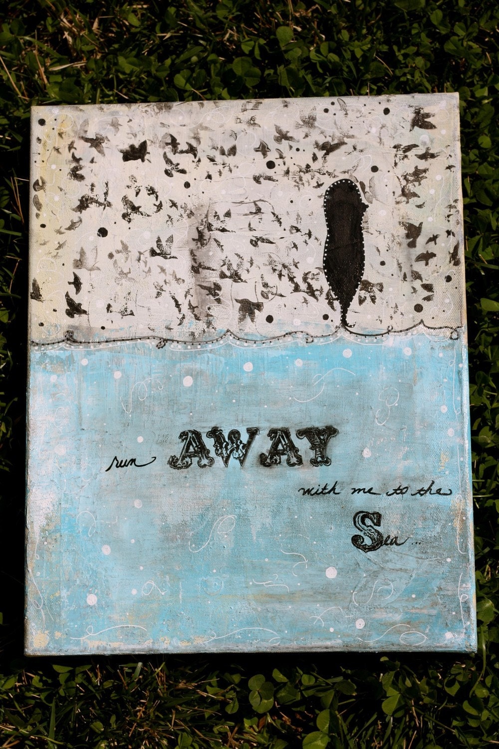 Run Away With Me To The Sea 11 x 14 PRINT Mixed Media Painting by Sunshine Barlowe
