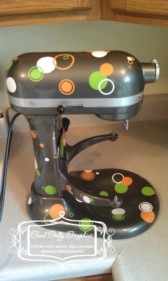 Kitchen mixer vinyl decal set 100 piece circle, dots and rings THREE color choices