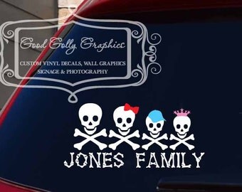 Skull family vinyl vehicle decal