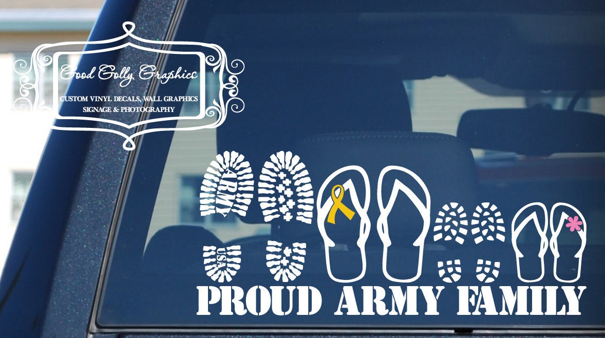 Stick family Proud military family vinyl vehicle decal