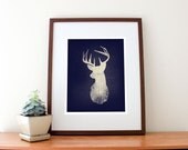 Navy Deer Print, 11" x 14"