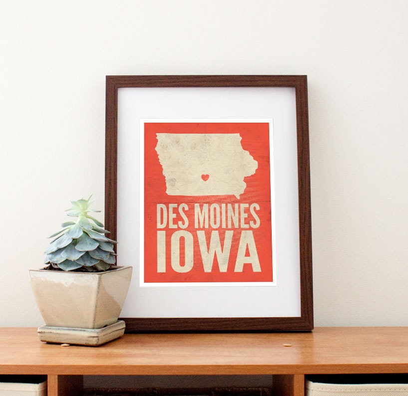 Des Moines, Iowa Love Print, 8" x 10"