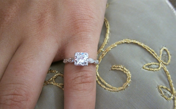 Antique diamond Platinum engagement ring.