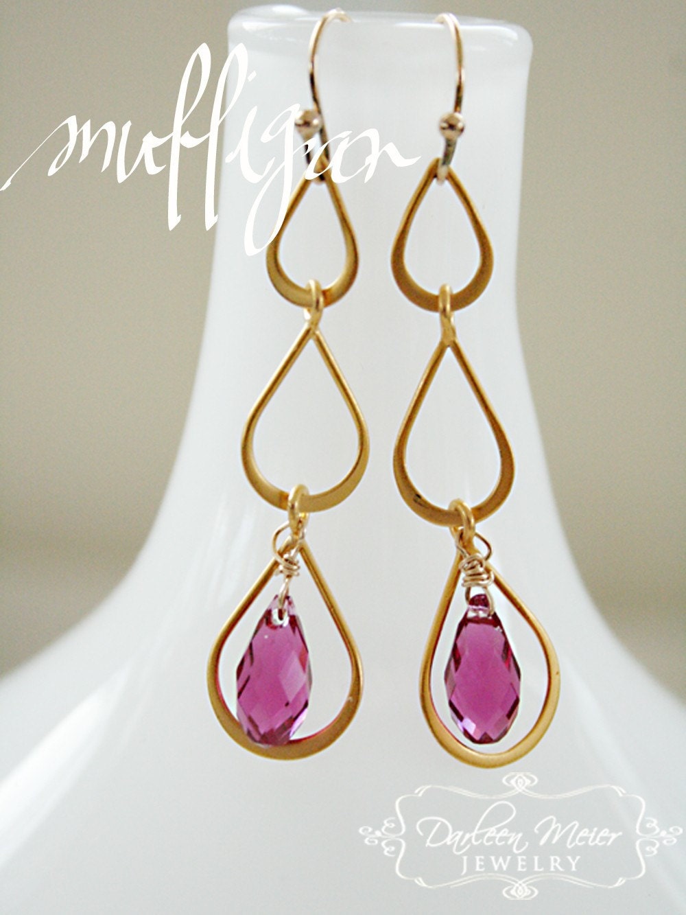 MULLIGAN Purple swarovski crystal dangle Earrings