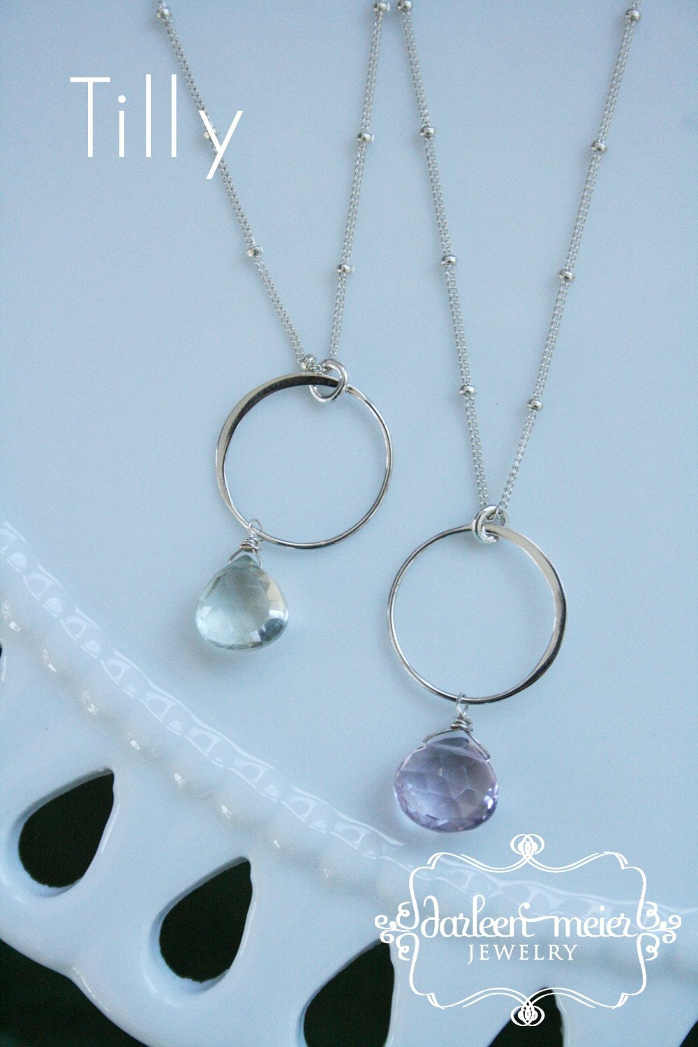 TILLY Sterling Silver circle gemstone Necklace