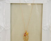 Leaf Personalized Birthstone monogram initial gold plated Necklace