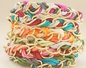 FRIENDSHIP bracelet with chunky gold curb chain and silk cord