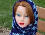 Cozy Crochet Infinity Scarf, Blue Snood, Winter Accessories