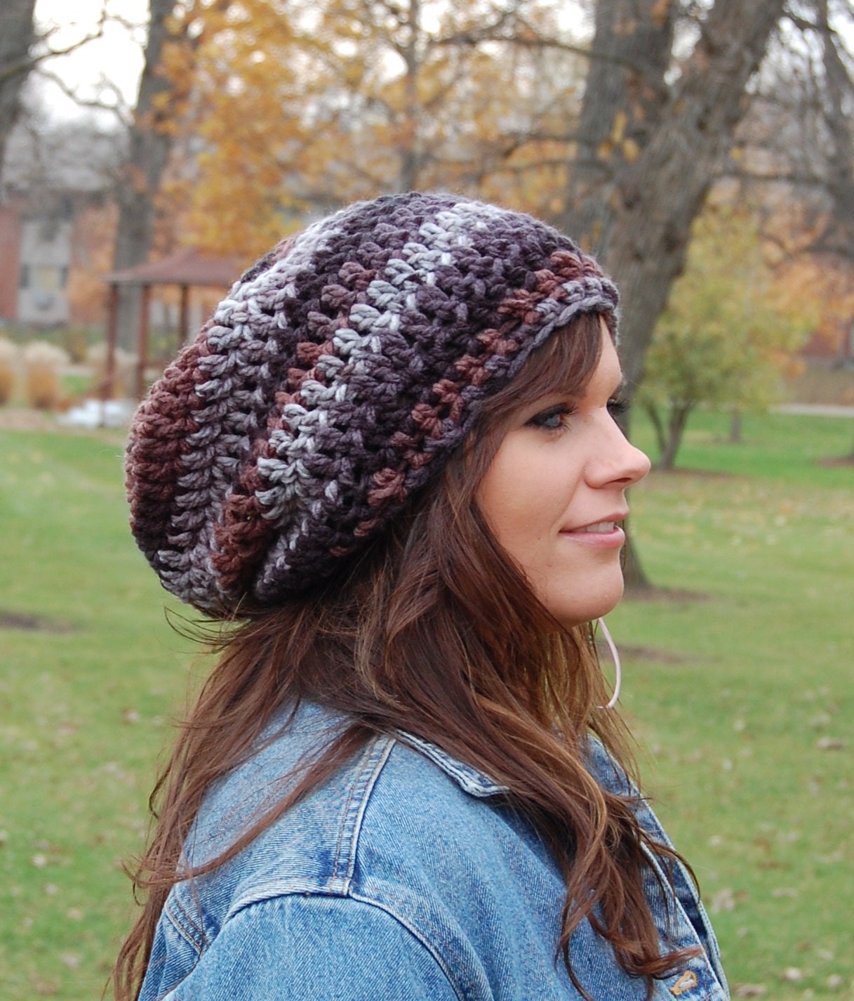 Chunky Slouchy Hat, Cool Crochet Hats for Men or Women from Midwest Crochet, Mixed Colors Slouchy Beanie