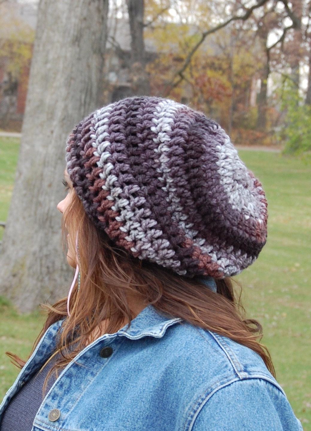 Chunky Slouchy Hat, Cool Crochet Hats for Men or Women from Midwest Crochet, Mixed Colors Slouchy Beanie